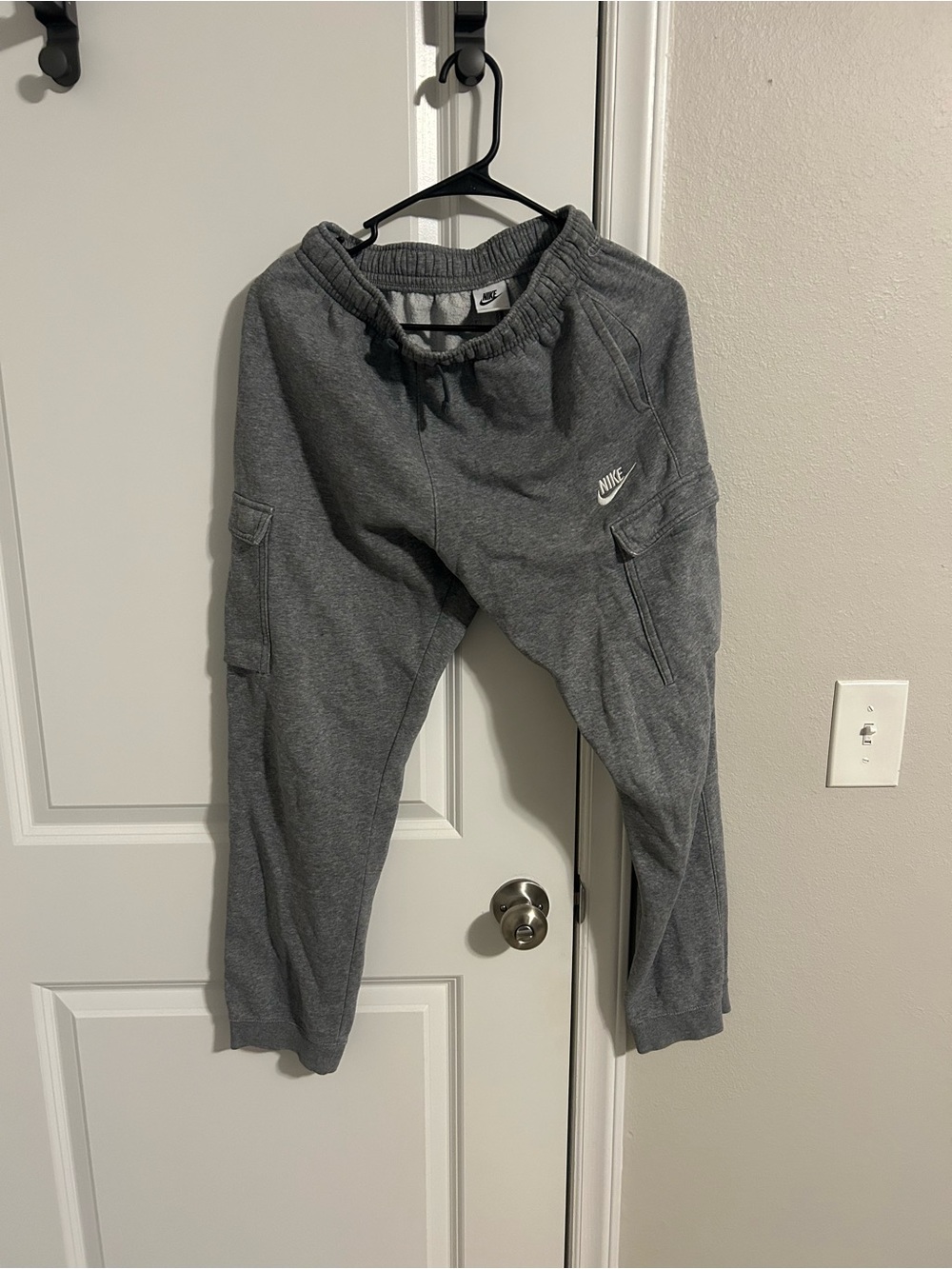 Nike Kids Gray Cargo Joggers with Drawstring Waist